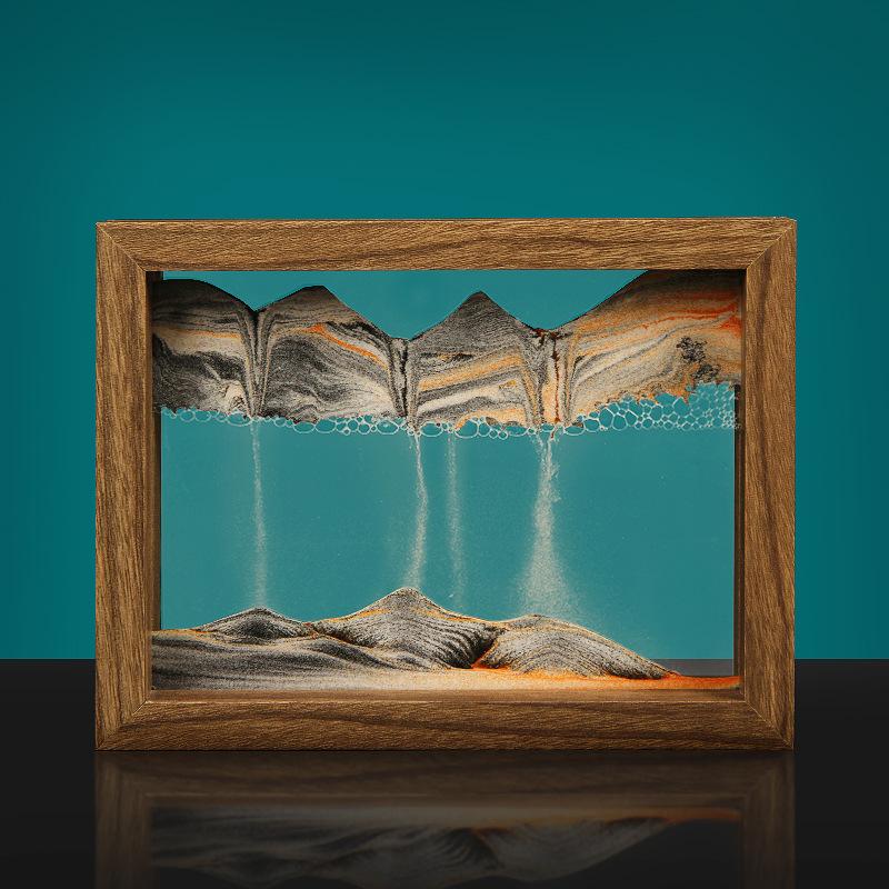 Creative Flowing Sand Paint Wooden Frame Hourglass Decorative Decoration Decoration Home Desktop Flowing Sand Paint Decoration