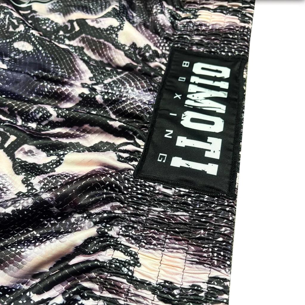 Snake Skin Leather Muay Thai Kickboxing Boxing MMA UFC Casual Shorts Gym Sport Unisex Men Women Workout Quick Dry Print Elastic High Waist Training