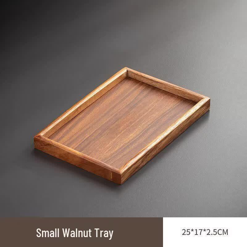 Rectangular Double-Layer Wooden Serving Tray