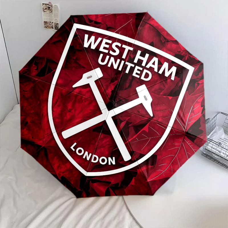 West Ham United pattern, automatic folding umbrella, portable and foldable design, 8 ribs, a Christmas or birthday gift.