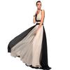 Damen Maxikleid, V-Ausschnitt, ärmellos, Patchwork, Partykleid, Ballkleid, Brautjungfernkleid, Hochzeit, Brautjungfern