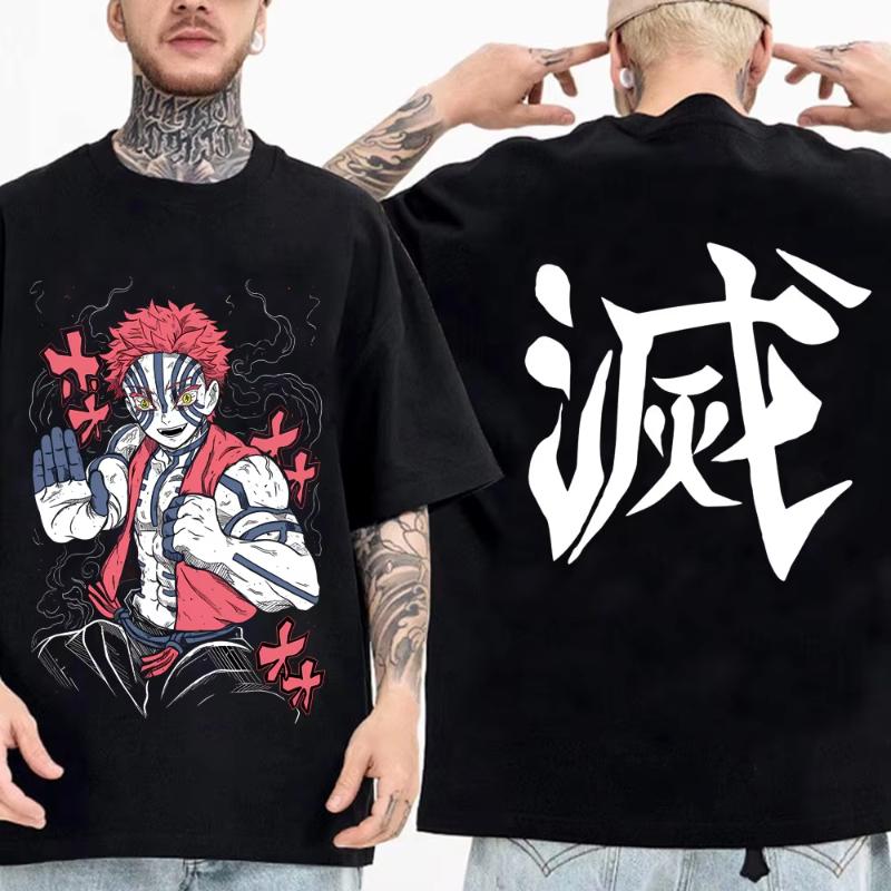 Japanese Anime Shirt Demon Slayer Infinity Castle T Shirt Men Cartoon Kimetsu No Yaiba High Quality Cotton Streetwear Clothes