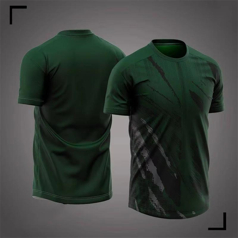 Simple Trendy Mens Sports T Shirts Summer Fashion Short Sleeve 3D Printed Gym T-shirts Loose Breathable Quick Dry Running Tees