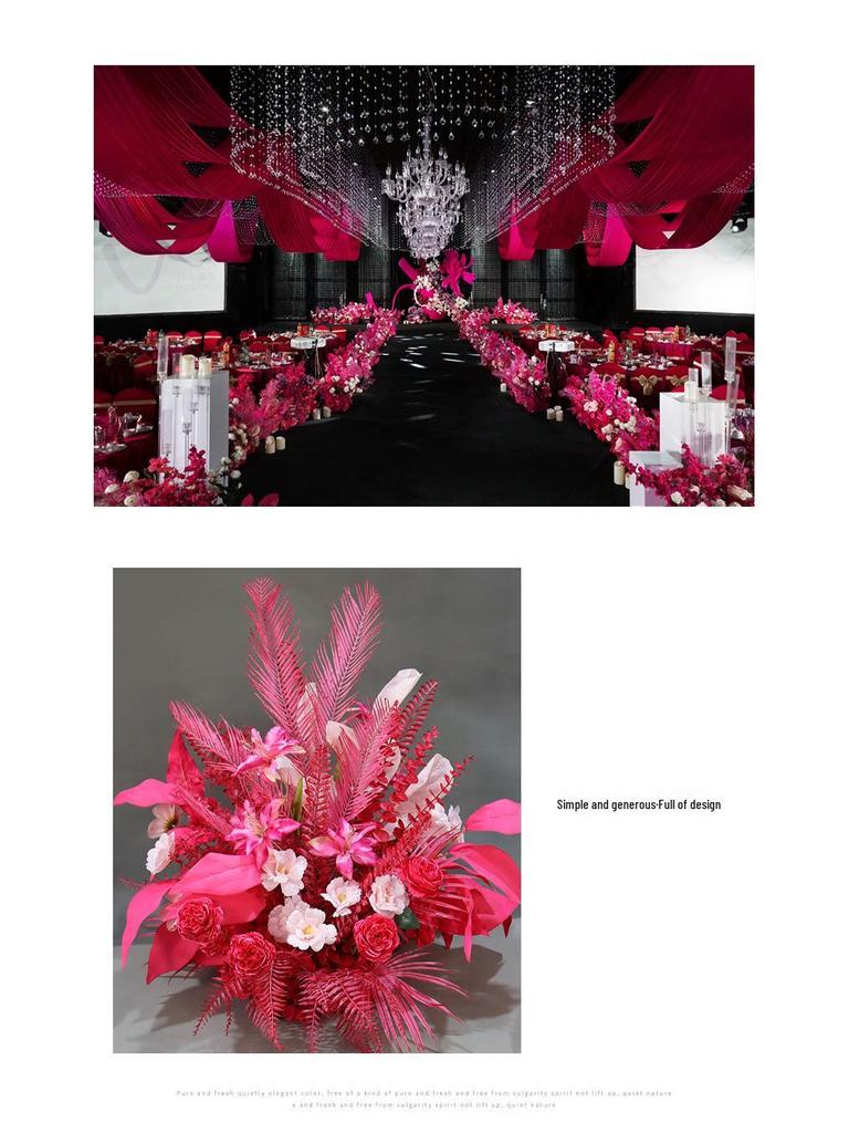 2025 Wedding Floral Decoration: Engagement Banquet Scene, Road/Stage Floral Rows, Arch Flowers, Artificial Background Simulation, Floral Art.
