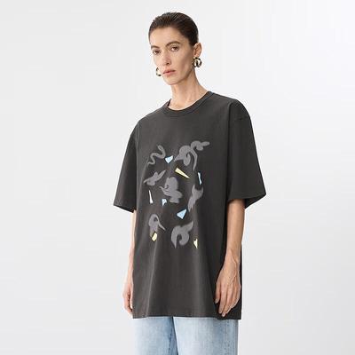 Spring/Summer Traditional Print Loose Cotton T-Shirt