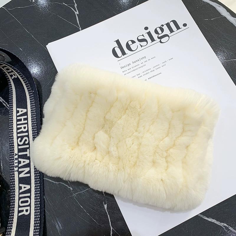 Rex Rabbit Hair Neck Cover Women's Winter Elastic Mesh Scarf Headband Versatile Real Fur Plush Headgear Children's Scarf