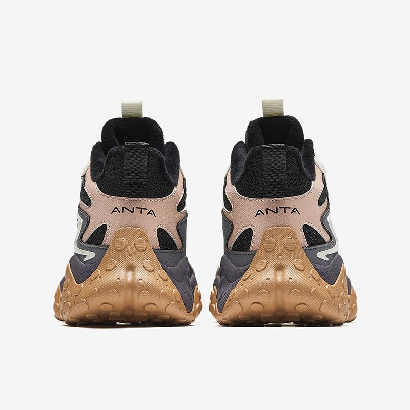 Anta Kids Panstone Trendy Fashion Thickened Warm Non-Slip Durable Mid-Top Casual Shoes Kids Casual Shoes Black White Brown A12446922-1