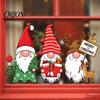 Gnome Wall Stickers Christmas Static Window Sticker, PVC Waterproof Clings, Cartoon Glass Dwarf Art Decals, Cute Faceless for Home Store Holiday Party