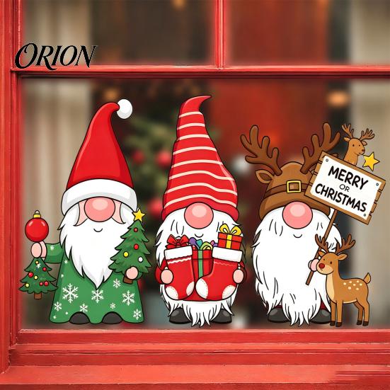 Gnome Wall Stickers Christmas Static Window Sticker, PVC Waterproof Clings, Cartoon Glass Dwarf Art Decals, Cute Faceless for Home Store Holiday Party