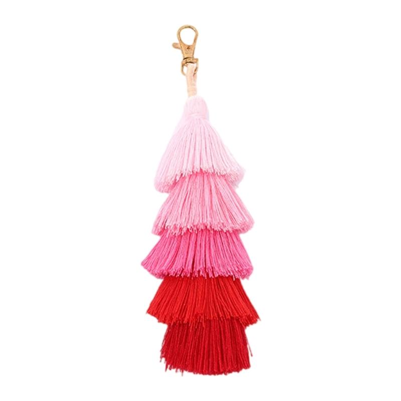 Colorful Tassels Keychains Bohemian Tassels Bag Decorations Charm Car Keyrings Holder for Womens Handbags Pendant Charm