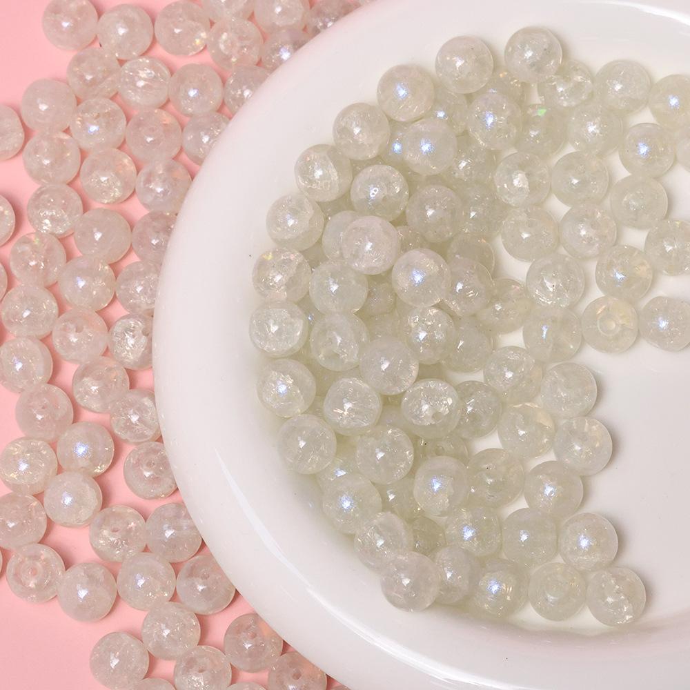 Yori 40pcs 10mm Imitation Crack Glass Beads Round Loose Spacer Beads for Jewelry Making DIY Bracelets Phone Chain Accessories