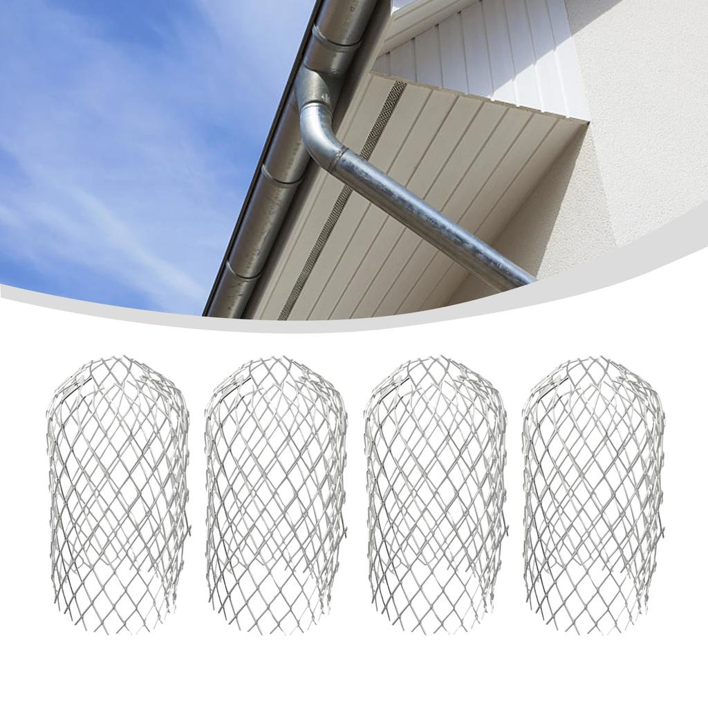 4 Pcs Metal Aluminum Filter Mesh Gutter Leaf Debris Mud Trap Guards Drain Pipe Cover Downpipe Guttering System