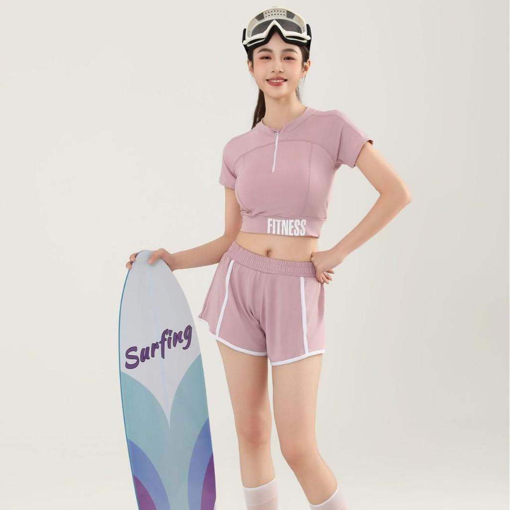 Dámská sportovní plavková souprava - 2025 Přiléhavé plavky s krátkým rukávem pro jaro/léto