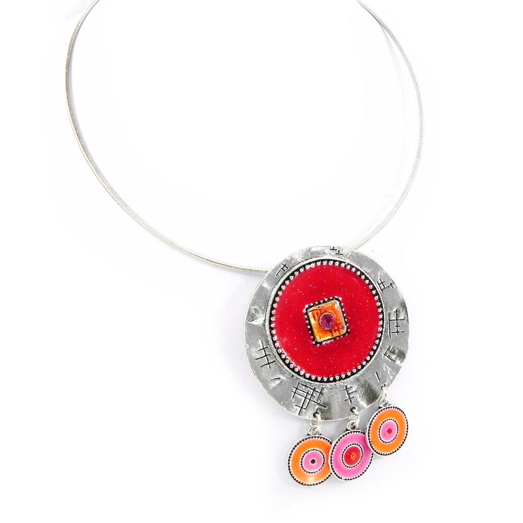 

NOA [H2390] - Дизайнерское колье Милуоки красно-оранжевого цвета