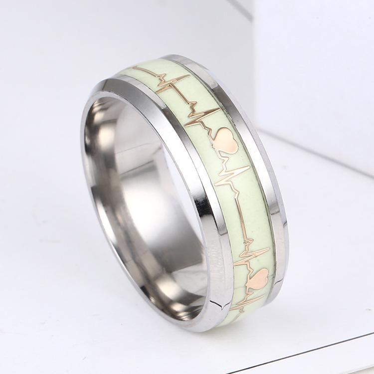 1Pcs Luminous Patch Dragon Pattern Titanium Steel Ring Simple Creative Stainless Steel Ring