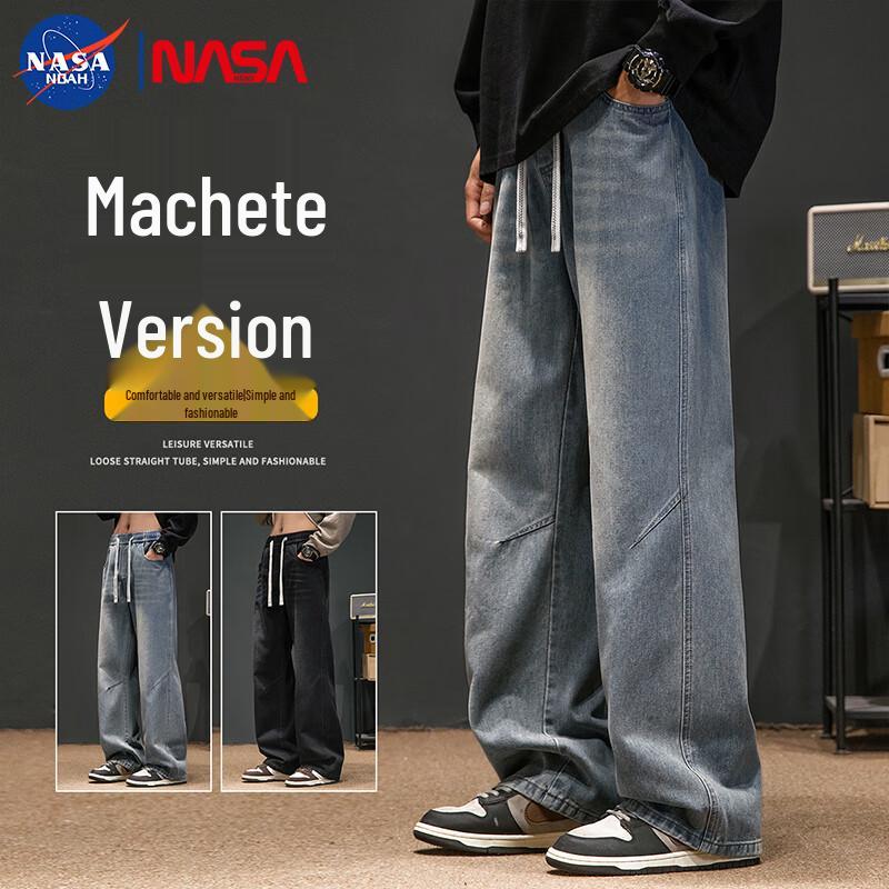 NASA NOAH Men's Curved Wide-Leg Casual Jeans