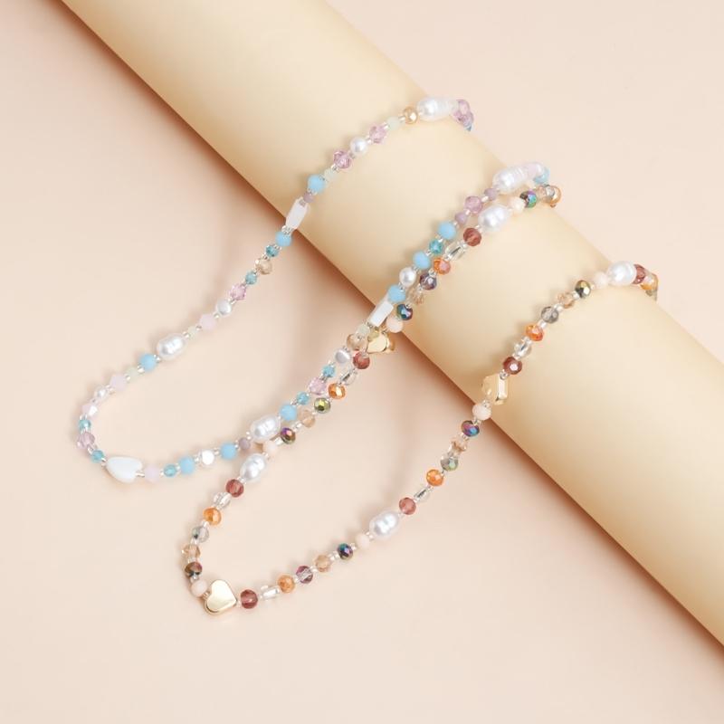 Creative Multicolor Heart Beaded Necklace Adjustable Chain For Women And Girls Casual Wear