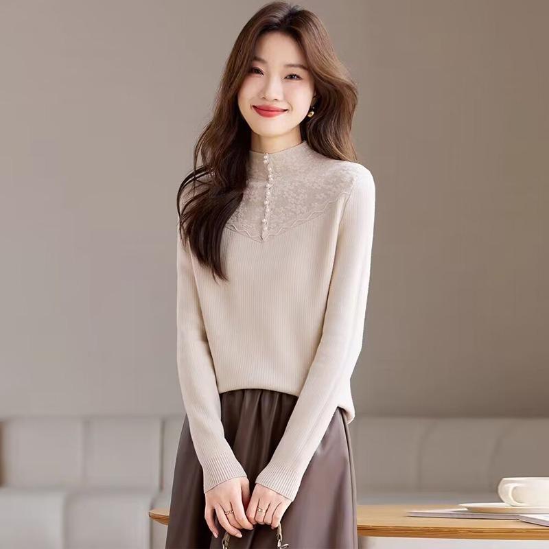 Winter inner velvet thickened bottoming shirt women's autumn and winter sweater fashion top new versatile
