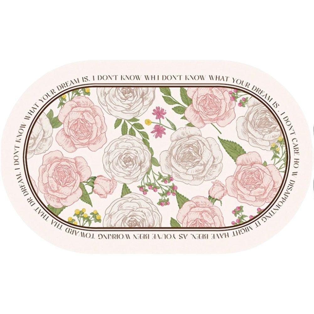 New Elliptical Floral Placemats Leather Waterproof Dining Pads Heat-Resistant Non-Slip Place Mats Coaster Decor