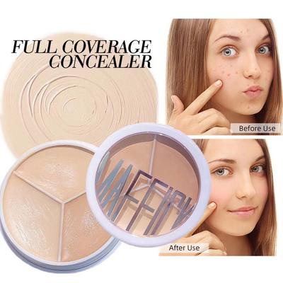 Lehký a bezchybný tříbarevný korektor Contouring Cover Face spot akné Mark Oil Control Hydratační bělící dlouhotrvající voděodolná studentská kosmetika
