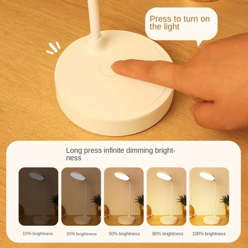 Lampă de masă portabilă cu LED, reîncărcabilă prin USB, protecție pentru ochi, 3 moduri, lampă de birou cu reglaj pentru dormitor, lampă de citire a cărților pentru studenți