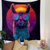 Cool Neon Llama with Sunglasses Patterned Tapestry Decorative Wall Hanging, Home Bedroom Living Room Decor