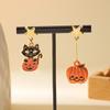Cat Ghost Ear Studs Enamel Pumpkin Dangle Earrings Creative Halloween Earrings  Party