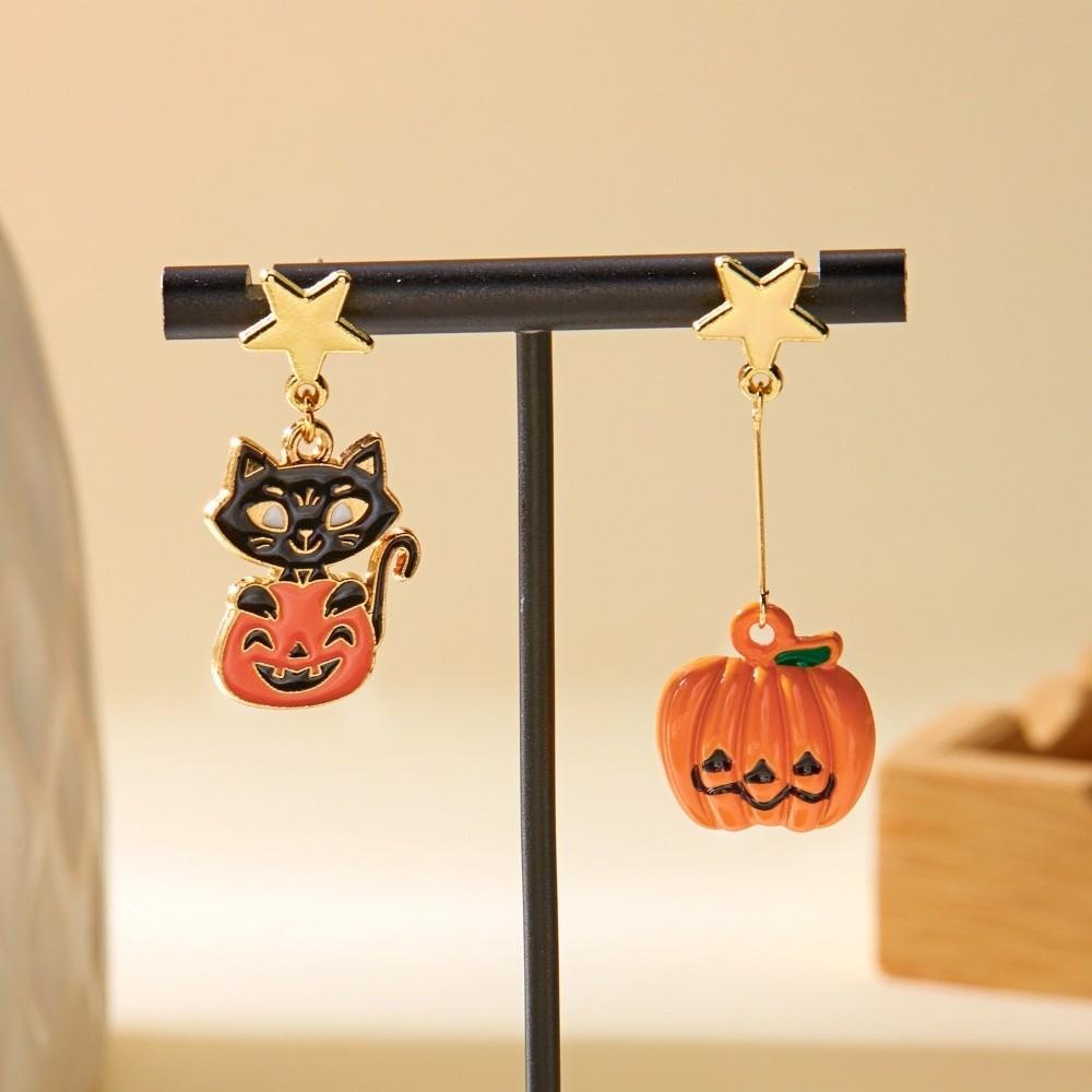 Cat Ghost Ear Studs Enamel Pumpkin Dangle Earrings Creative Halloween Earrings  Party