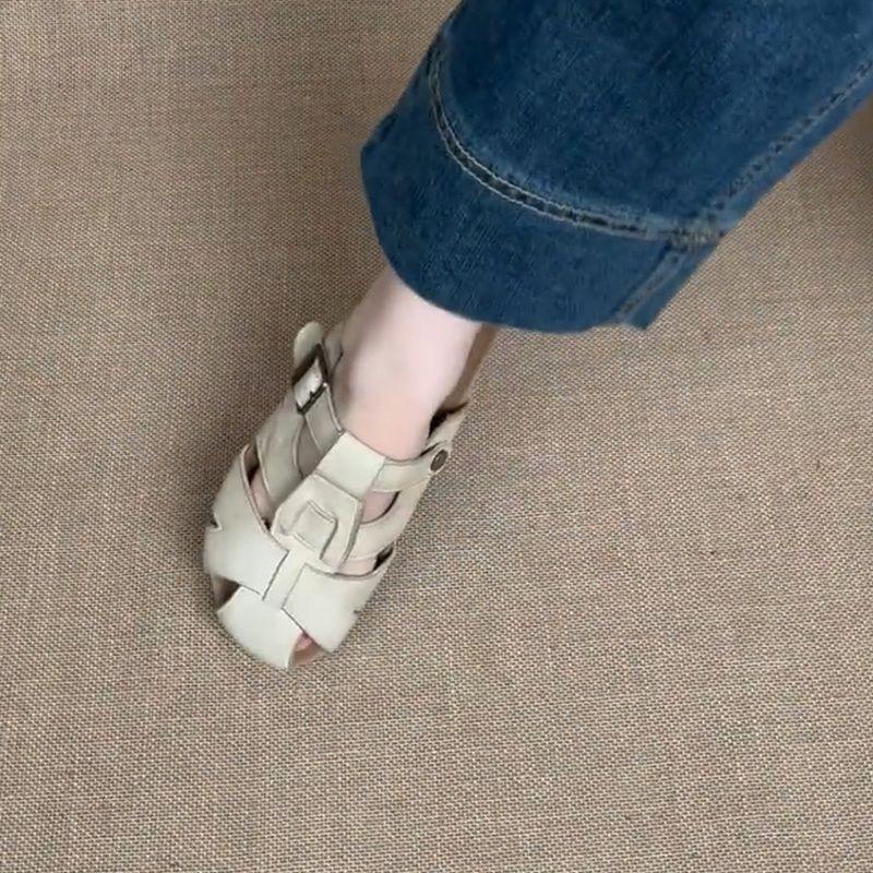Thick-soled outer wear retro hollow bag head slippers women's new one-pedal lazy casual cool slippers