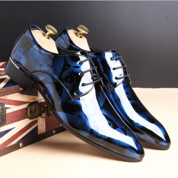 Luxury Men's Formal Shoes Fashion Pattern Leather Shoes Designer Lace-up Pointed Wedding Shoes New 38-50 Large Size Leather Shoe