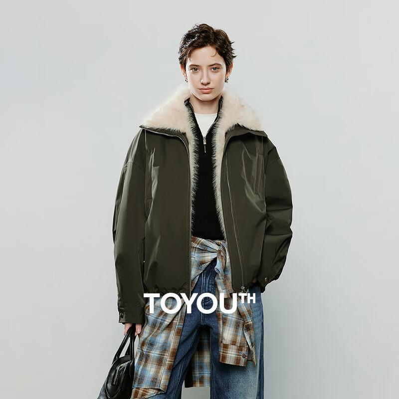 

Chuyu Women s Spliced Plush Lapel Padded Winter Jacket S