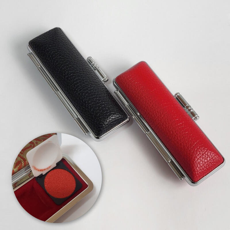 

High-quality leather case with pearl-lined interior and a painting house Red