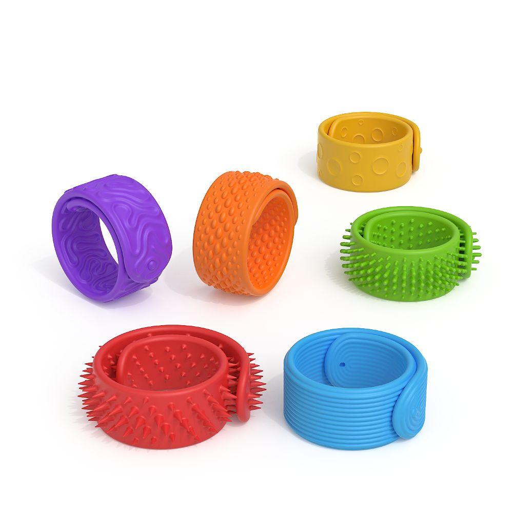6Pcs Textured Silicone Sensory Bracelet 6Pcs Slap Bracelets Christmas Gift Calming Toy  Boy Girl