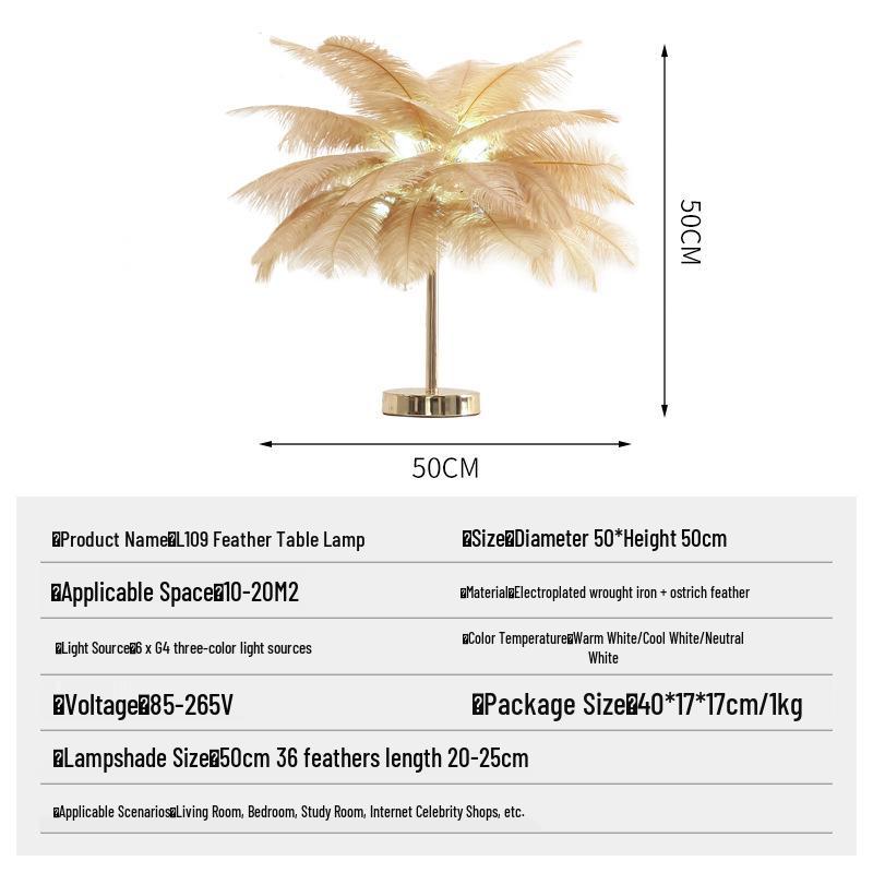 Nordic Ostrich Feather Floor Lamp - Bedroom & Living Room Decorative Light