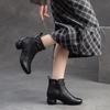 Johnature Retro Atmungsaktive Hohl-out Stiefel Sommer Sandalen Echtes Leder Mode High Heels Damen Schuhe