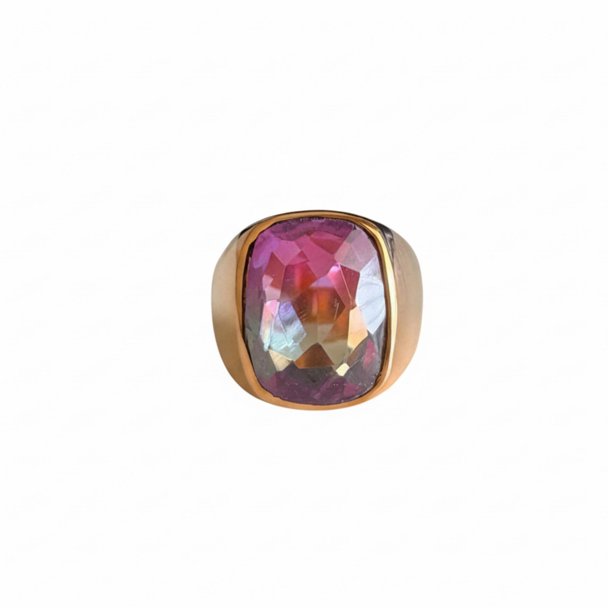 

Cushion Cut Pink Tourmaline Dome Ring, 925 Sterling Silver, Purple Tourmaline Signet Ring, Gift for Her 12 мідний
