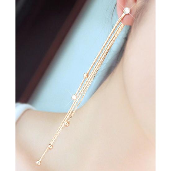 Women's Alloy Long Rhinestone Dangle Cocktail Tassels Drop Party Linear Earrings