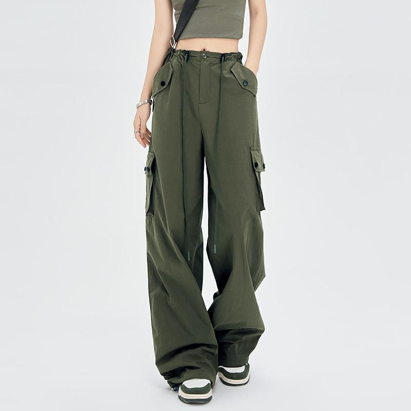 Fashion Casual Wide-leg Cargo Pants for Women Female Elegant High-waisted Long Pants Overalls 2026 New Loose Spring and Summer Simple Trousers 2395