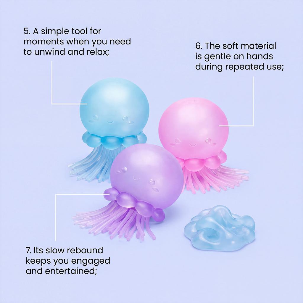 Jellyfish Squishy Sensory Toy Simulated Stress Relief Ball Reduce Anxiety Squeeze Toy Creative Slow Rebound Toys Adult Kid Gift