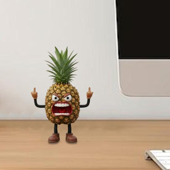 Angry Fruit Figurine Flipping The Bird Fruit Series Resin Ornament Stress Relief Middle Finger Fruit Statue for Office Desk Decoration
