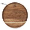 Wooden Cake Platter & Fruit Tray Circular Decorative Coffee Table Tray with Raised Edges Kitchen Serving Platter for Parties