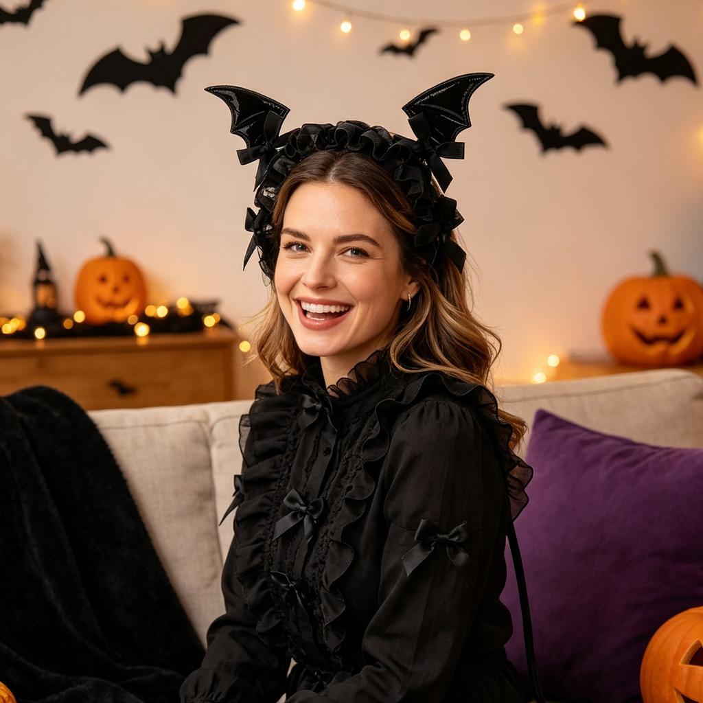 Women's Gothic Lace Headband Halloween Hair Accessory for Costume Party