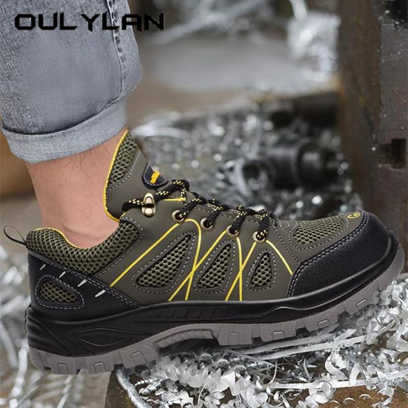Oulylan Anti-Smash Steel Toe Safety Footwear Fashion Breathable Comfort Wear-Resistant Labor Shoes Male Work Protection Sneakers
