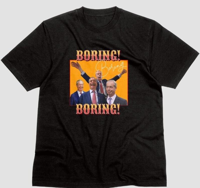 

Смешная футболка с мемом про скучного Найджела Фараджа из TikTok, политическая шутка про Reform UK XL