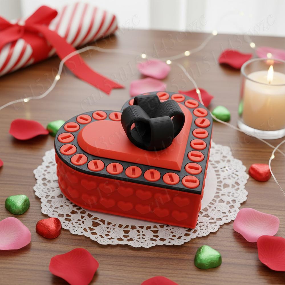 Annoying Nested Screw Gift Box Reusable Multicolor 3D Printed Valentines Heart Shaped Prank Box for Christmas,Birthday Gifts Box