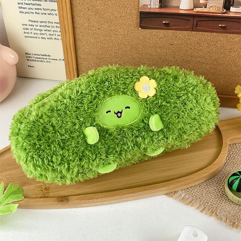 Cute Cartoon Plush Vegetable Fruit Pencil Case Cute Banana Broccoli Garlic Plush Multifunctional Large Capacity Stationery Bag