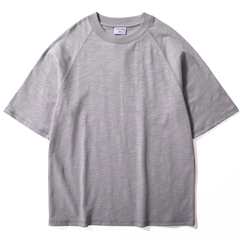 Men's Summer New Style Loose Breathable Bamboo Cotton Top American Retro Trendy Brand Raglan Sleeve Pure Cotton Short-Sleeved T-Shirt