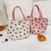 Strawberry Print Corduroy Shoulder Bag - Casual, Large Capacity for Commuting and Daily Essentials