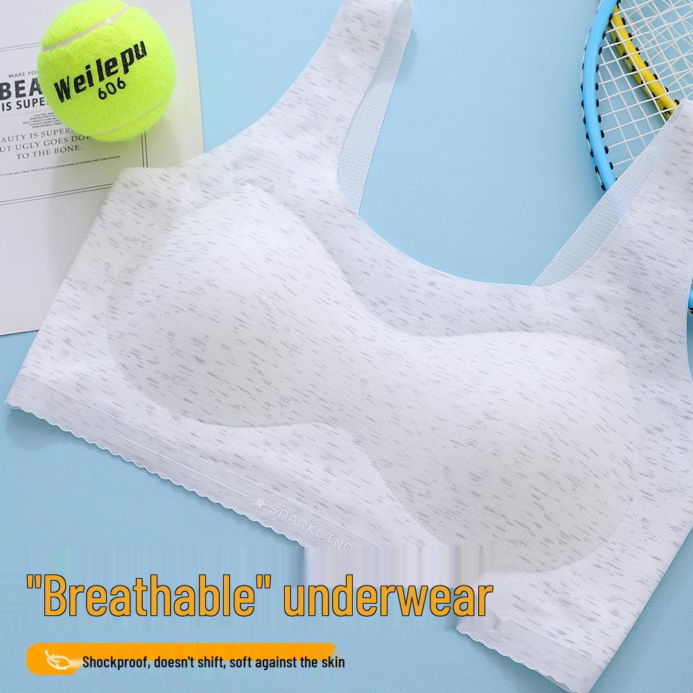Girls' Seamless Sports Vest: Shockproof Training Bra for Junior and High School Students