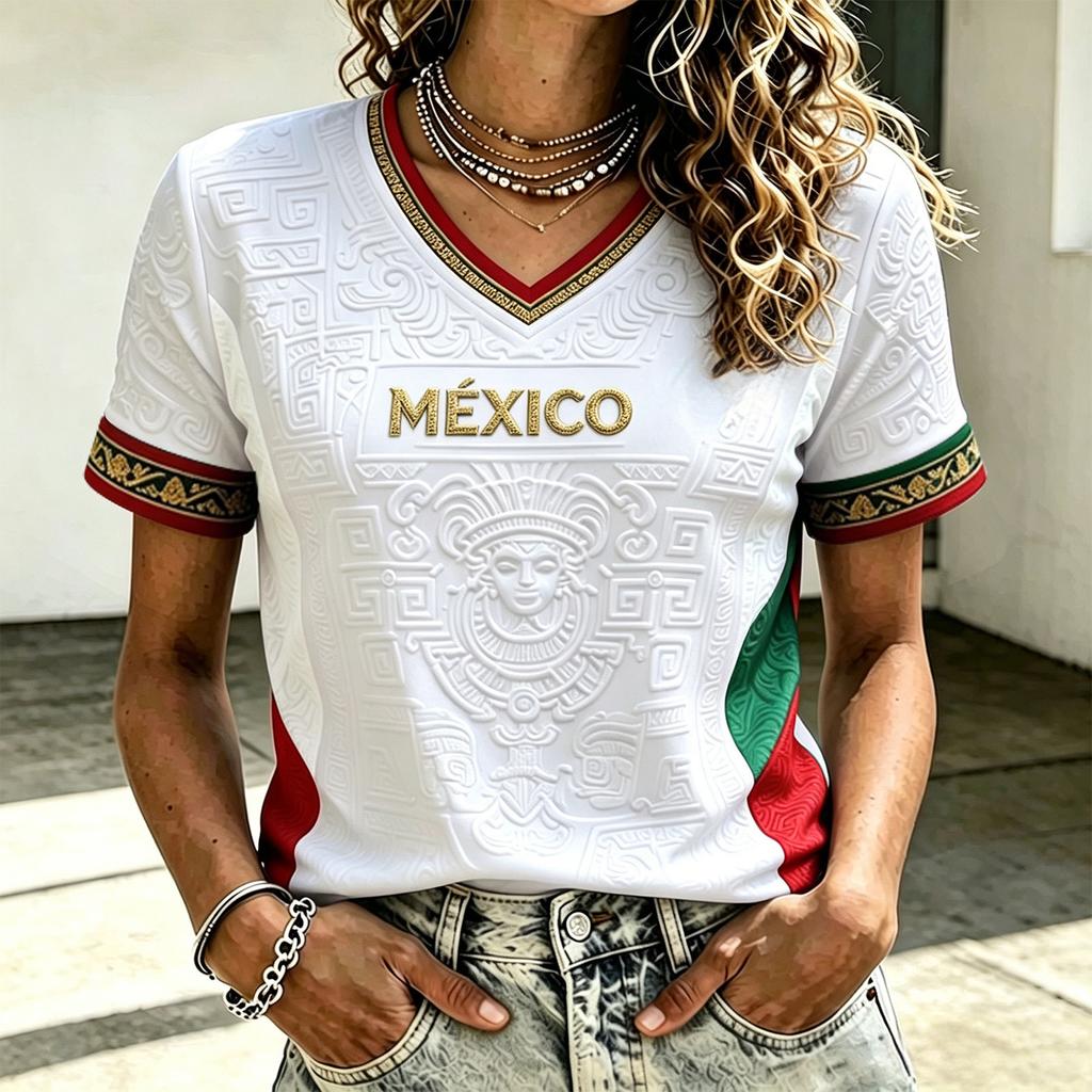 Women's Fashion Casual V-Neck Soccer Top for Everyday Wear